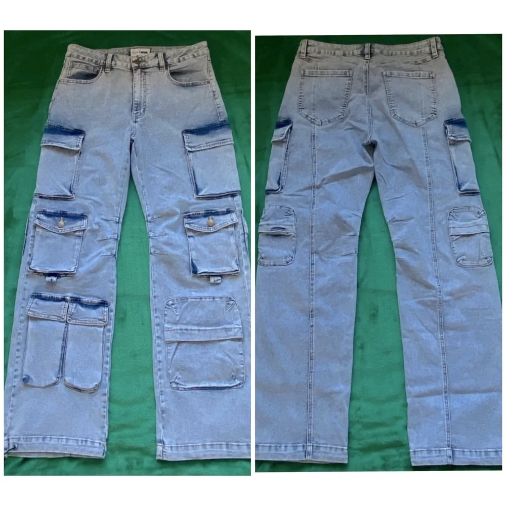 NWOT Fashion Nova Cargo Stretch Jeans sz 13 (15/16) - Picture 3 of 3